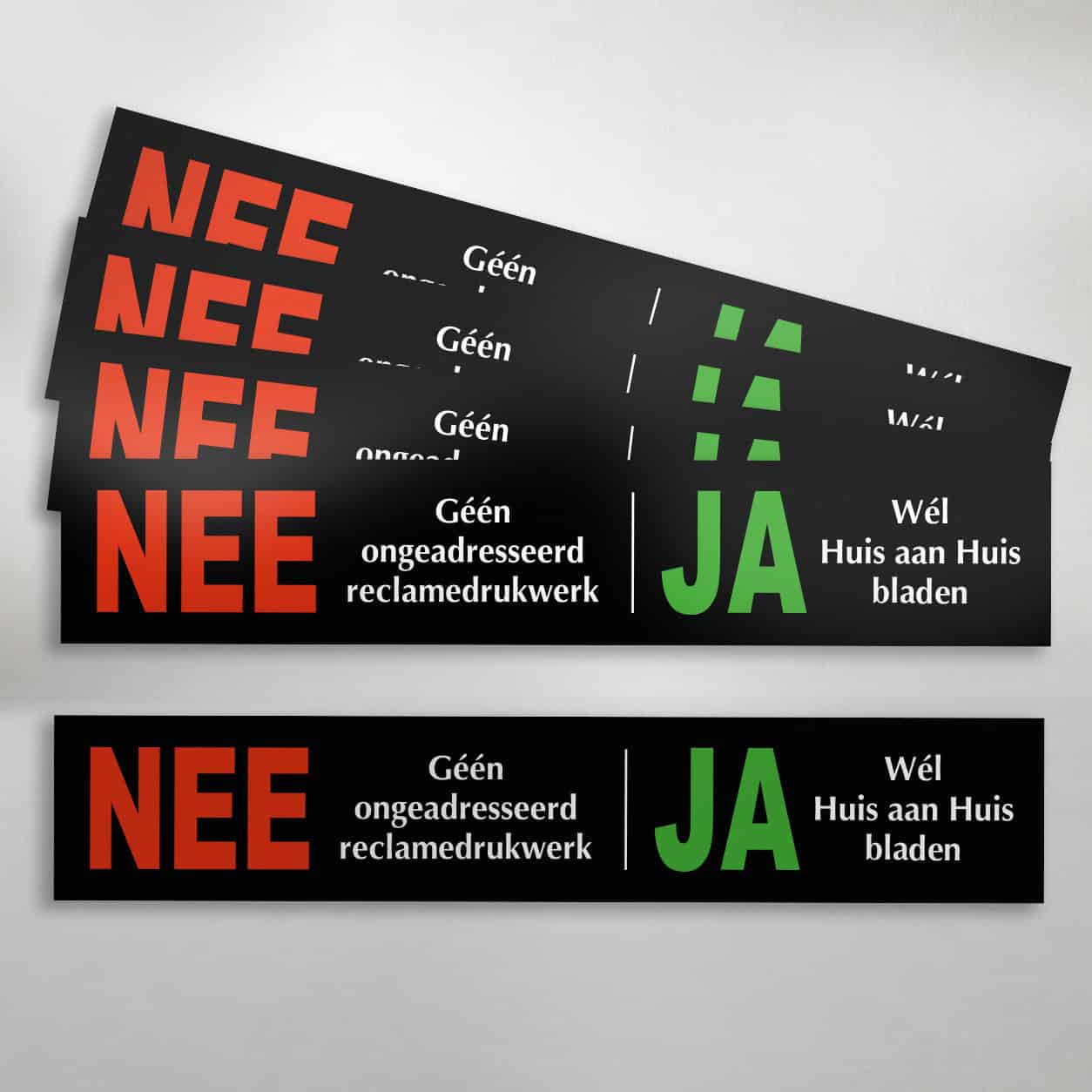 Zwarte Nee Ja sticker voor brievenbus - geen reclame, wel huis-aan-huisbladen